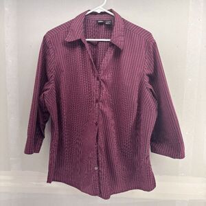 Mossimo Womens Stretch Button Down Gold Metallic Thread Throughout Size 20W EUC